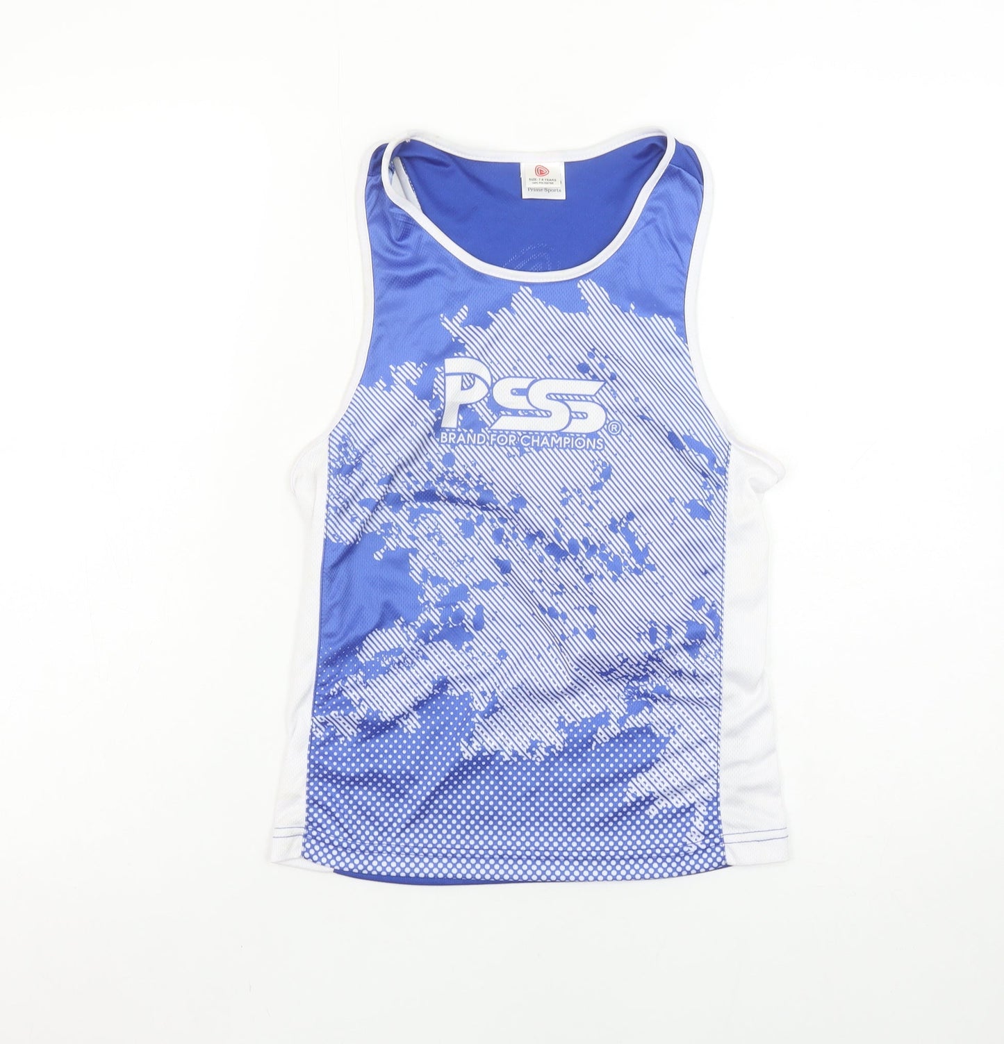 Prime Sports Boys Blue Running Tank Top 7-8 Years Lightweight Polyester