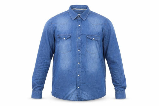 Markup Men Blue Denim Long Sleeve Western Button-Up Shirt L