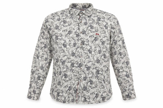 Dario Beltran Men's Grey Floral Slim Fit Long Sleeve Button-Up Shirt XL