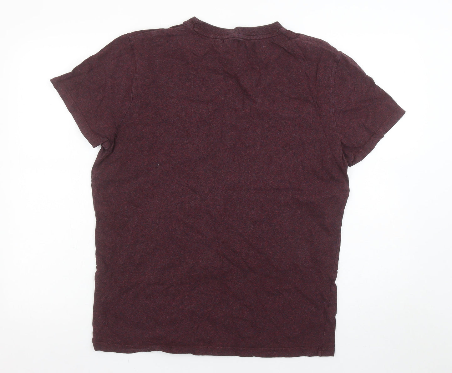 Superdry Men Burgundy Crew Neck Organic Cotton T-Shirt Size L