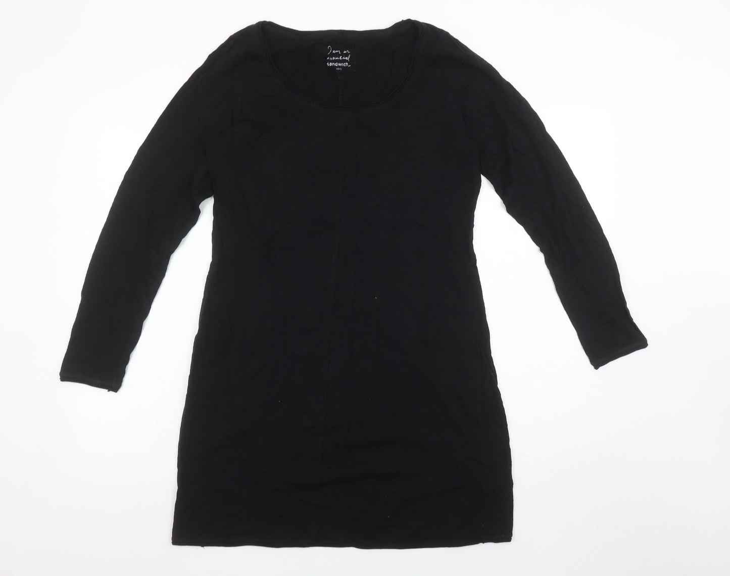 Sandwich Women Black Shift Dress L Long Sleeve Jersey Cotton