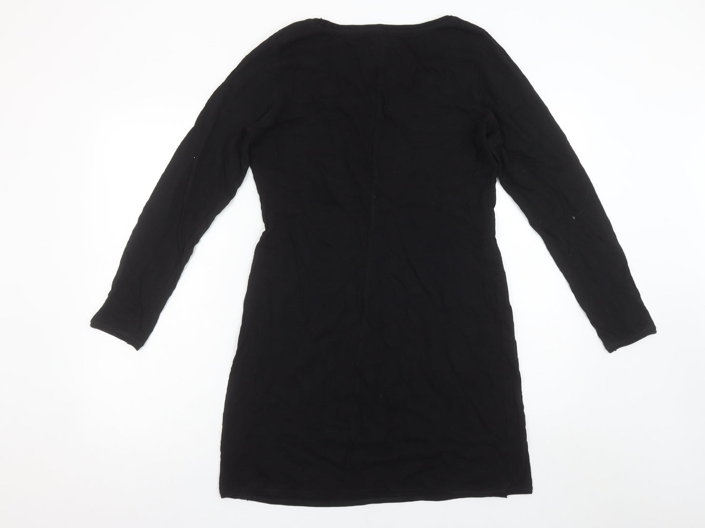 Sandwich Women Black Shift Dress L Long Sleeve Jersey Cotton