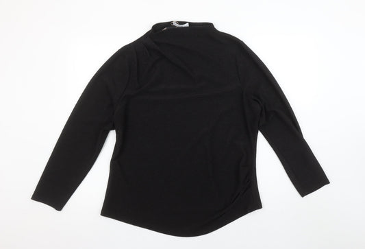Gallery Women’s Black Long Sleeve High Neck Stretch Blouse Size L