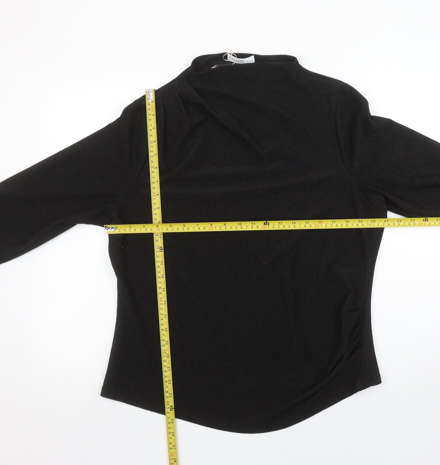 Gallery Women’s Black Long Sleeve High Neck Stretch Blouse Size L