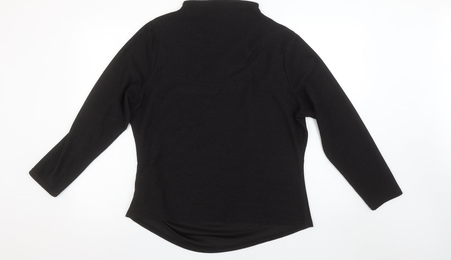Gallery Women’s Black Long Sleeve High Neck Stretch Blouse Size L