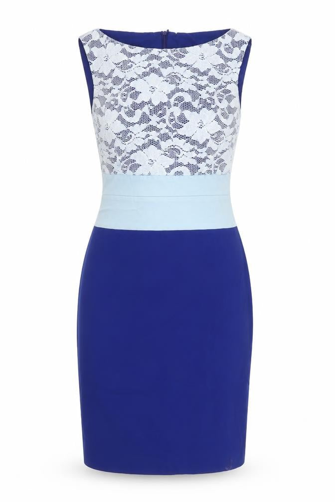 Vesper Women's Blue Lace Panel Bodycon Dress Size 12