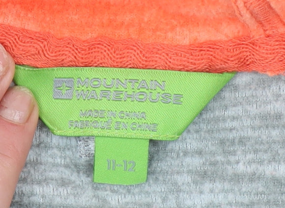 Mountain Warehouse Girls Grey & Orange Hooded Full Zip Jacket 11-12 Years