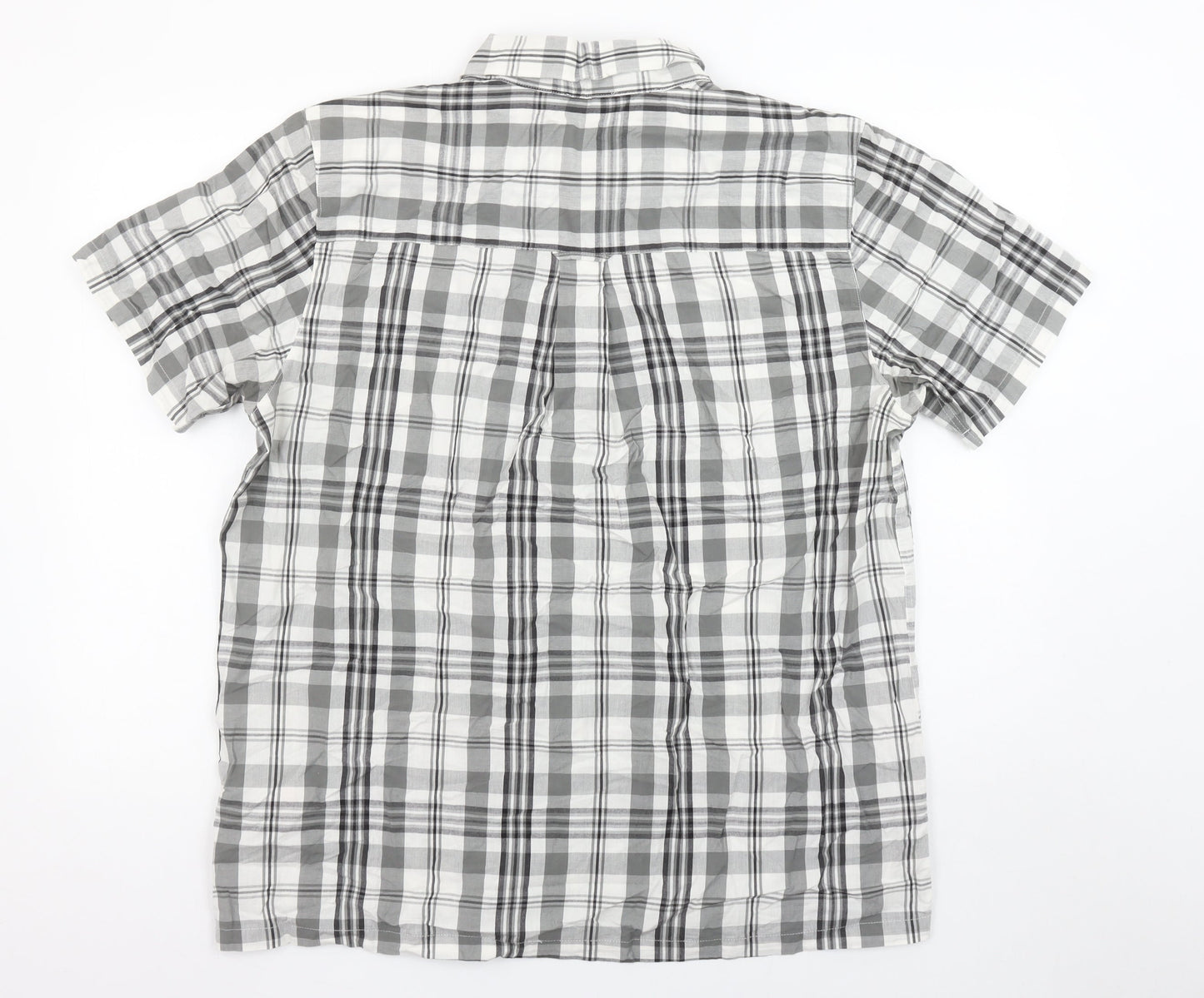 Lee Cooper Men's Grey Checked Short Sleeve Button-Up Shirt XL