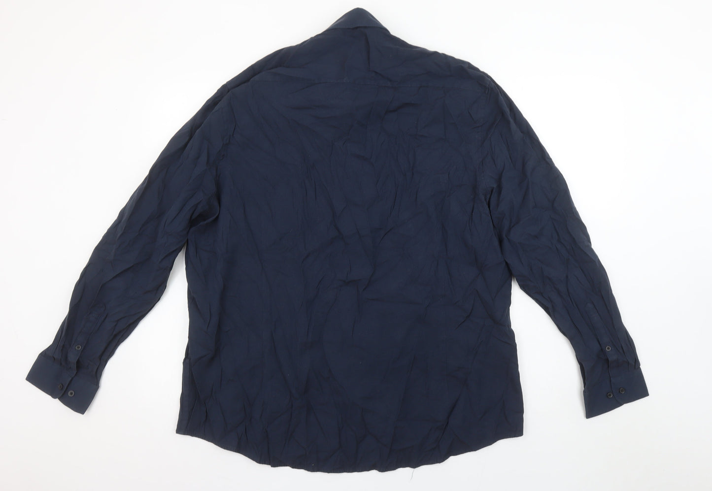 F&F Mens Blue Slim Fit Long Sleeve Button-Up Shirt Size 18