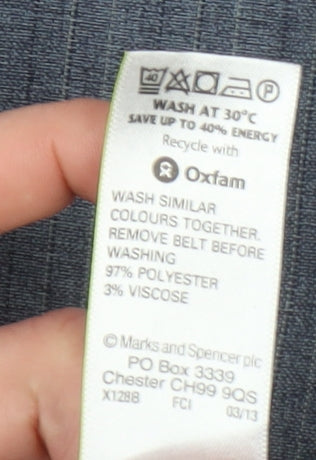 Marks and Spencer Women’s Blue Belted Straight Leg Trousers UK 10 Short