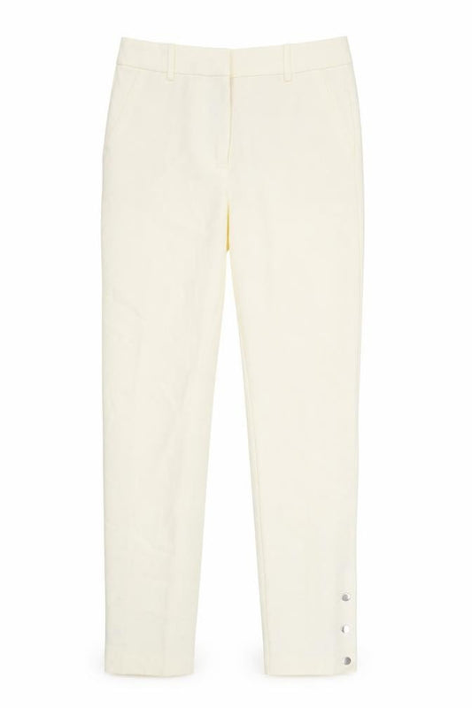 ZARA Women Ivory Slim Tapered Trousers S Stretch Casual