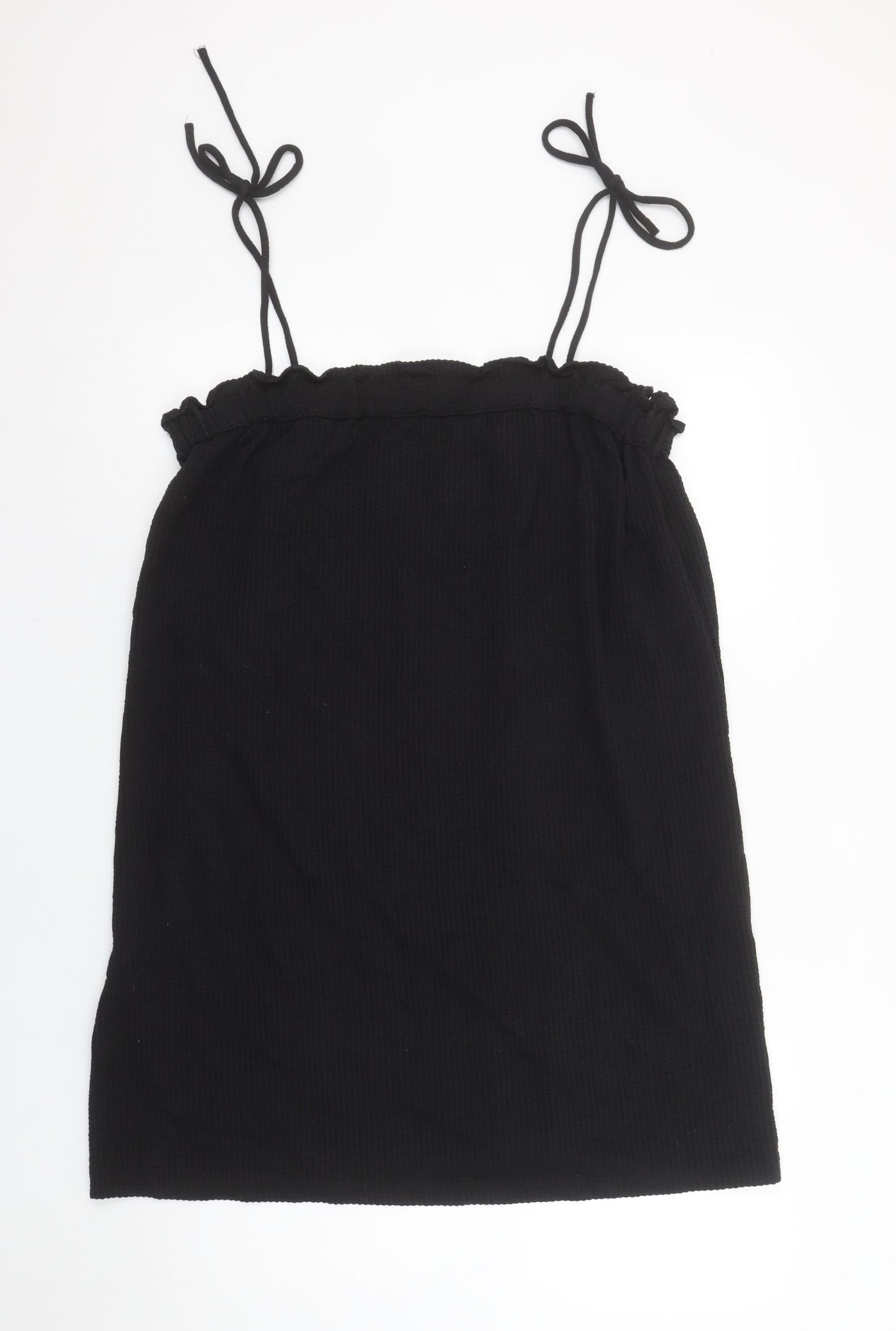 H&M Women’s Black Cotton Slip Dress Size 12 Sleeveless Summer Casual
