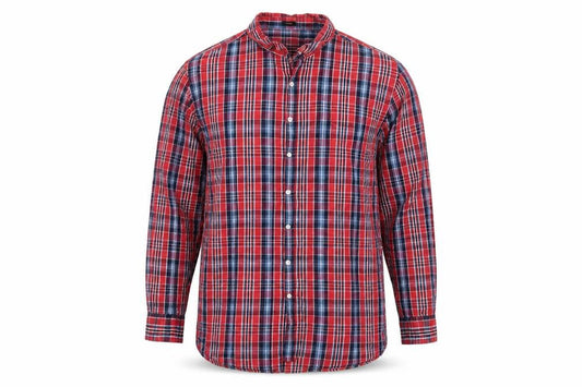 Real Clothing Men's Red 2XL Button-Down Plaid Cotton Shirt