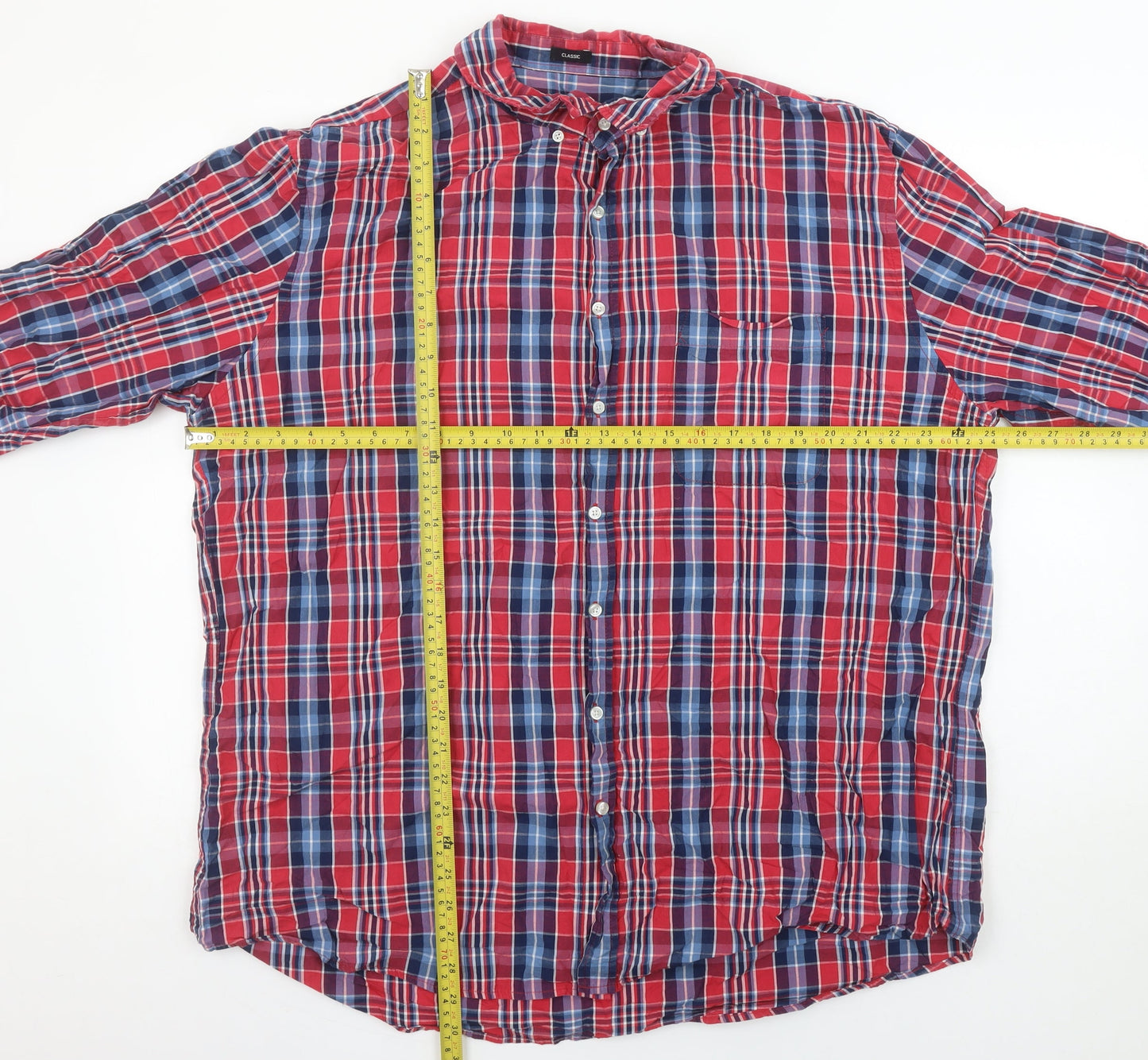 Real Clothing Men's Red 2XL Button-Down Plaid Cotton Shirt