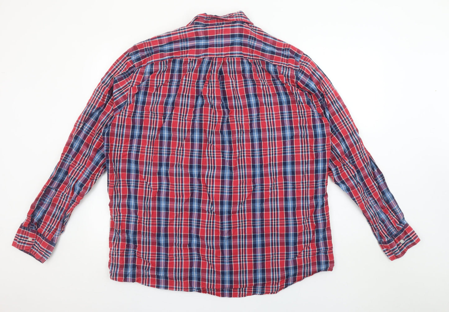 Real Clothing Men's Red 2XL Button-Down Plaid Cotton Shirt