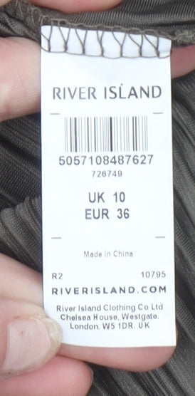 River Island Women’s Brown Velvet Pleated Wrap Dress Size 10