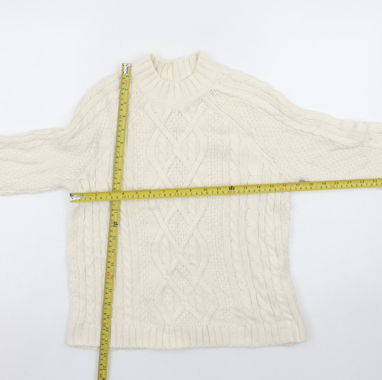 Abercrombie & Fitch Women’s Ivory Cable Knit Jumper XS