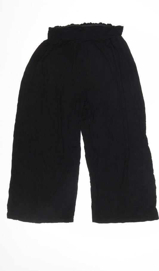 ASOS DESIGN Women’s Black Wide-Leg Trousers UK 10 Elastic Waist