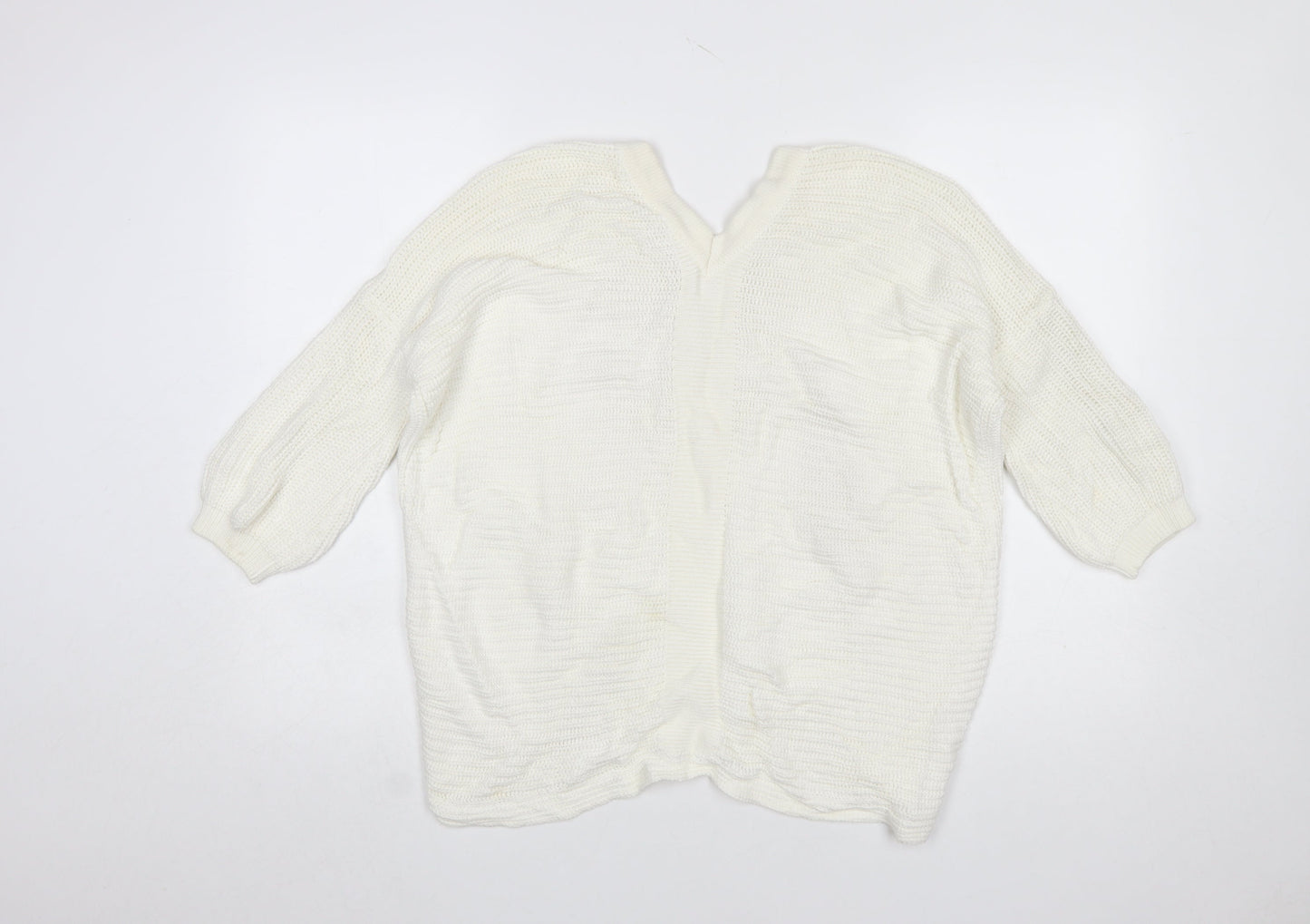 River Island Women’s Ivory Cotton Knit Lace-Up Jumper Size 6
