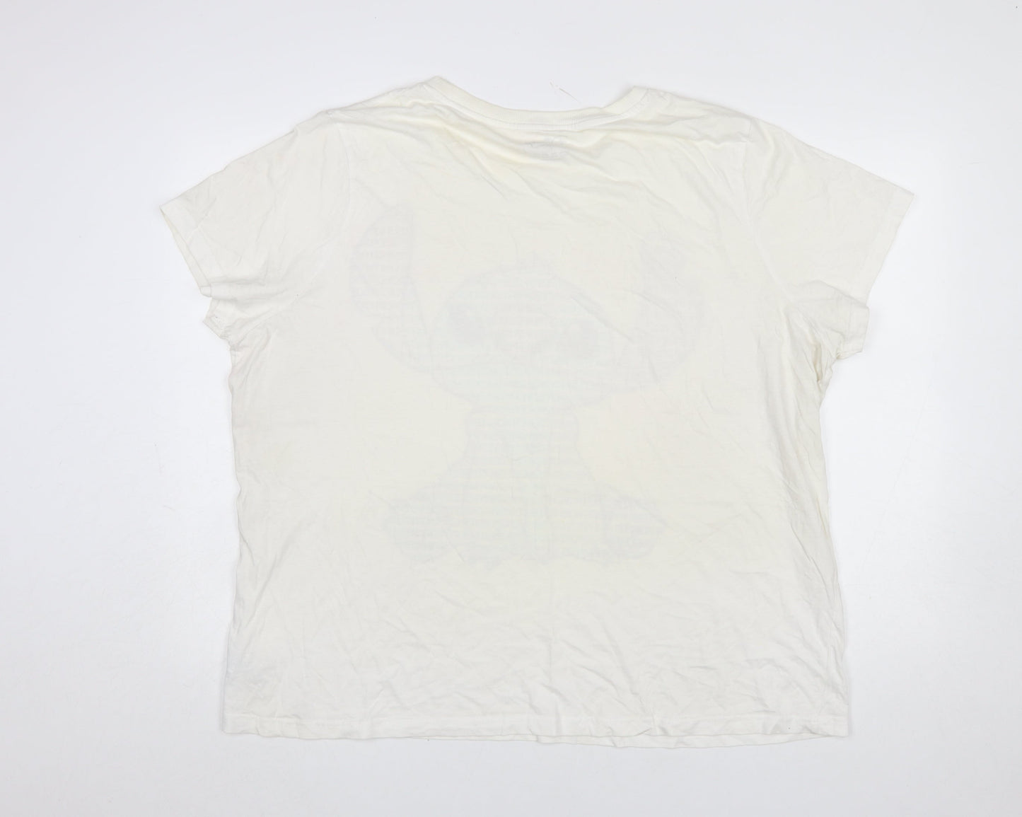 Disney Womens Ivory Stitch Graphic T-Shirt 2XL Cotton Short Sleeve Top