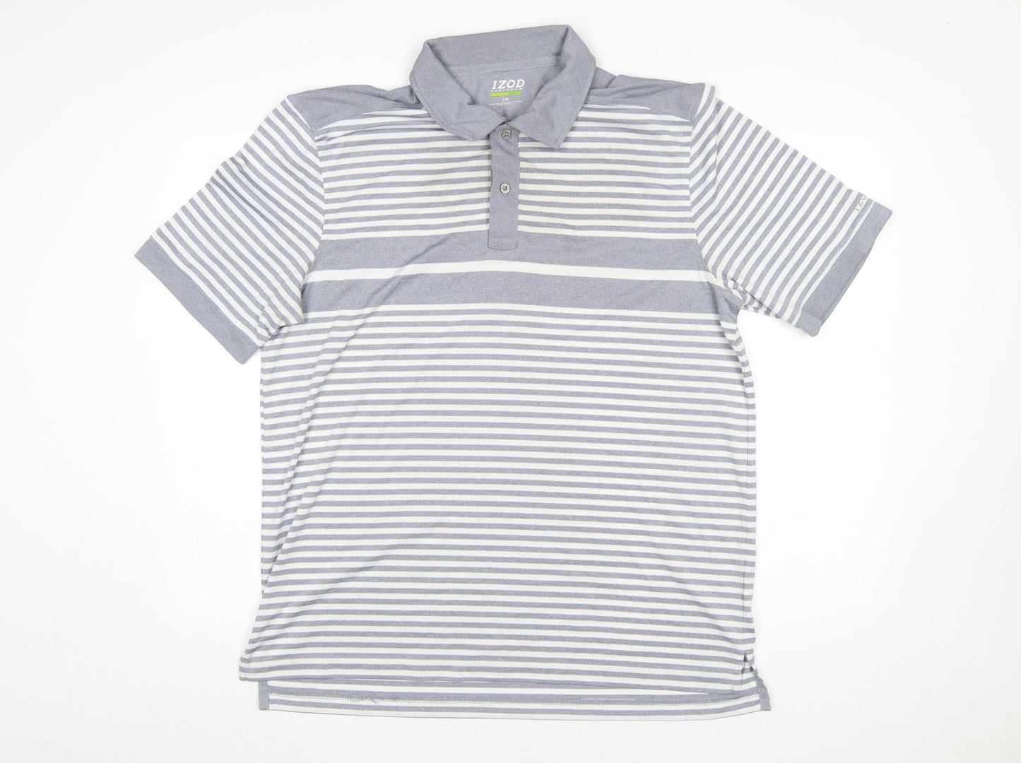 IZOD Men’s Grey Striped Performance Golf Polo Shirt Size L