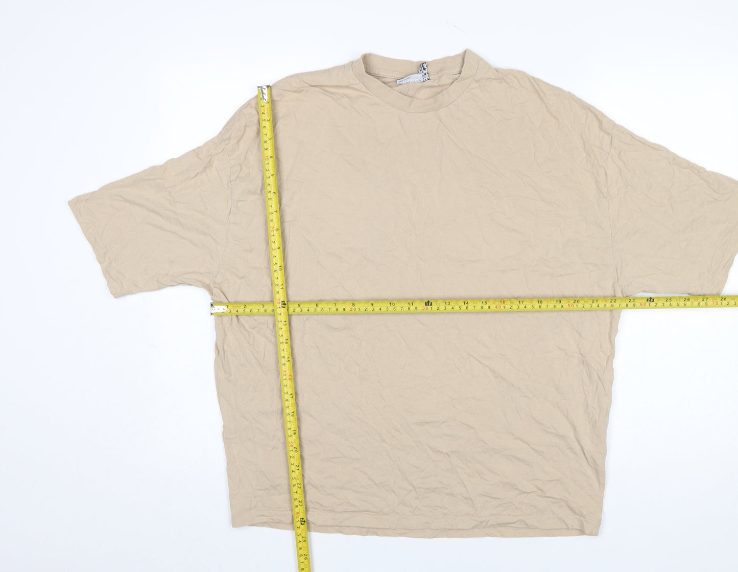 ASOS Design Men's Beige Crew Neck Seoul Graphic Cotton T-Shirt Size S