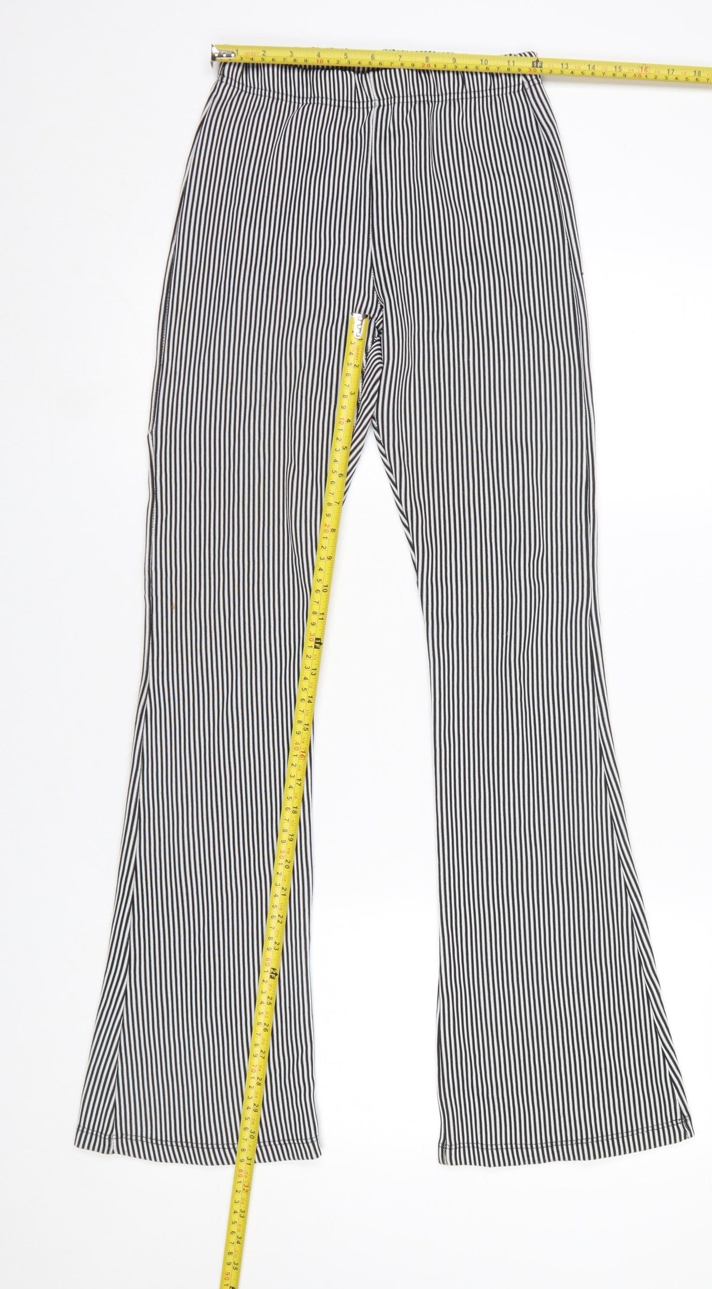Topshop Women’s Black White Striped Leggings Size 8 Polyester