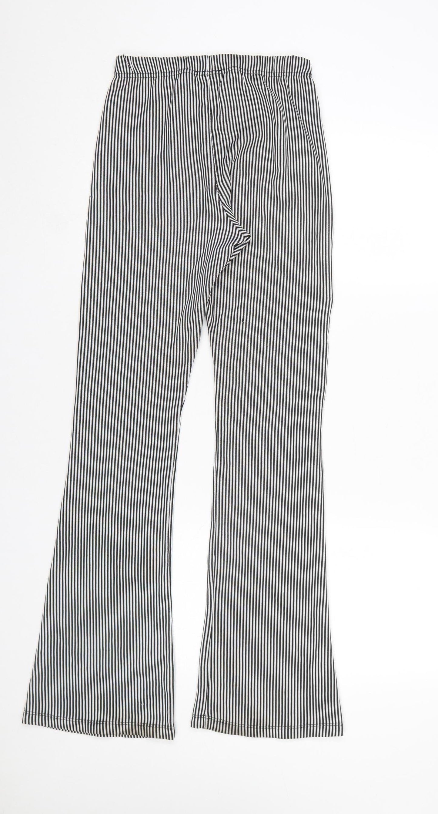 Topshop Women’s Black White Striped Leggings Size 8 Polyester