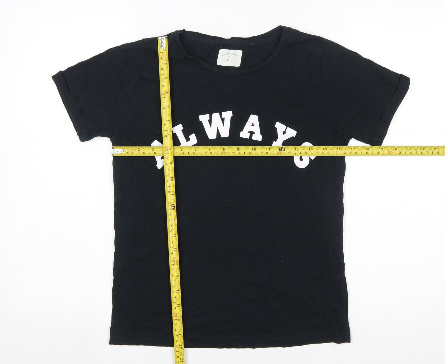 Next Women's Black XS T-Shirt Style Nightshirt with Quote Print
