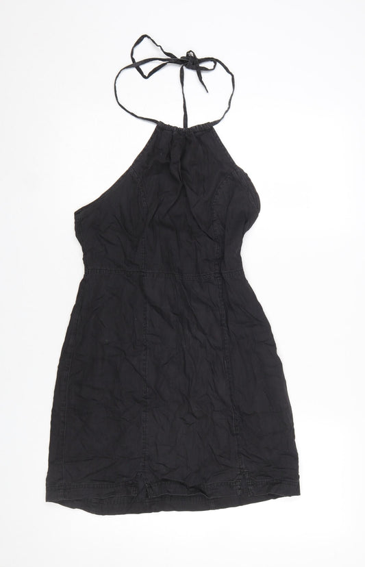 ASOS DESIGN Women’s Black Cotton Halter Short Dress UK10