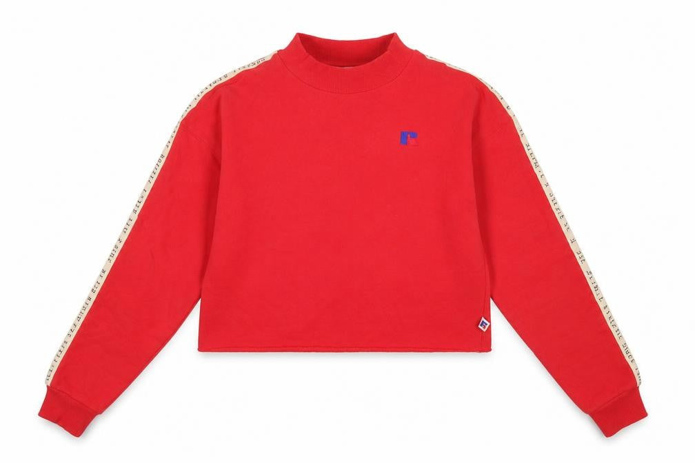 Russell Athletic Womens Red Cropped Pullover Sweatshirt Size S