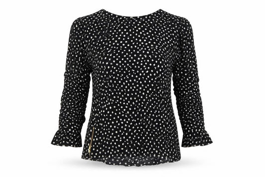 Warehouse Womens Black Polka Dot 3/4 Sleeve Tunic Blouse Size 12
