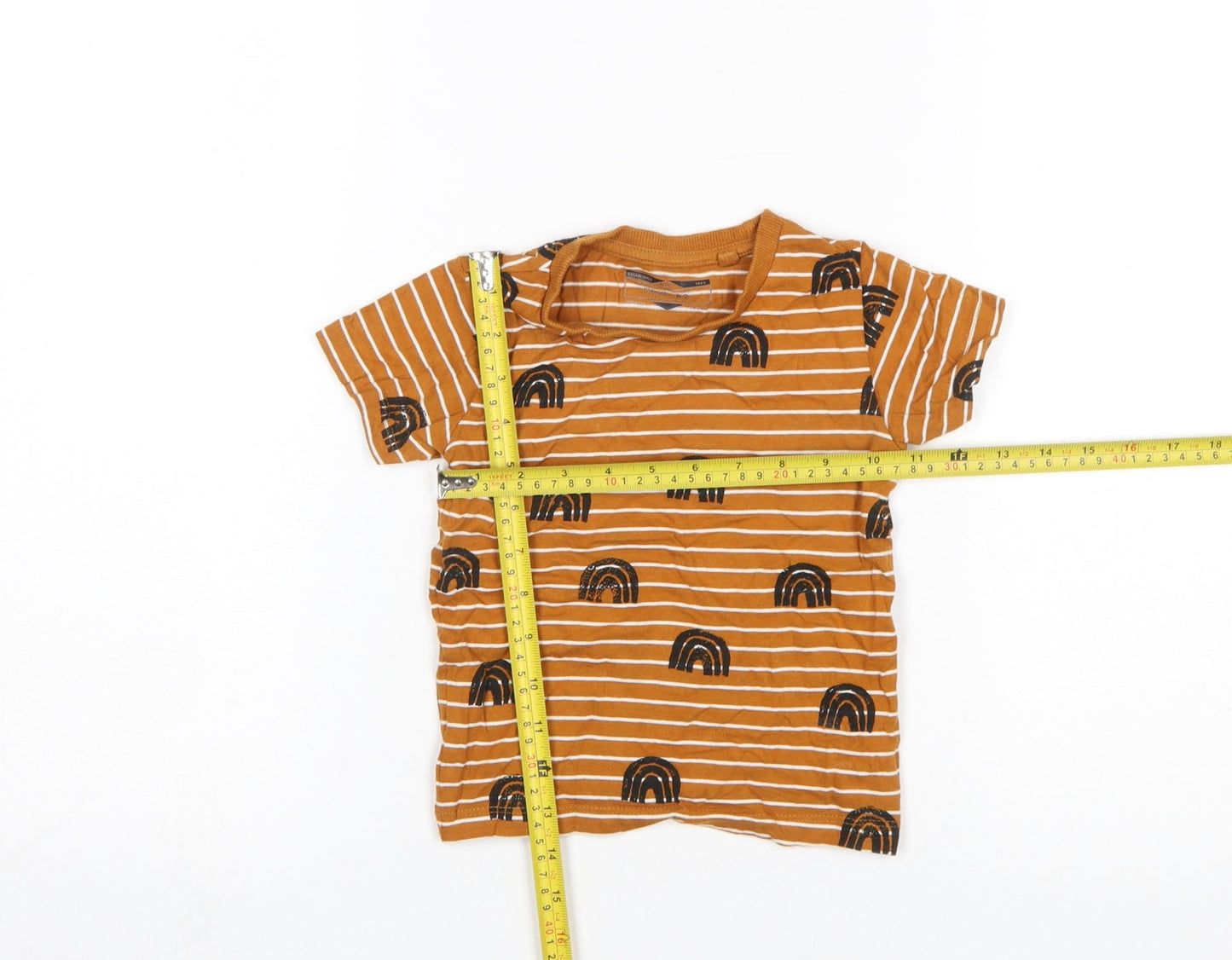 Next Unisex Baby 1½-2 Years Orange Striped Rainbow Cotton T-Shirt