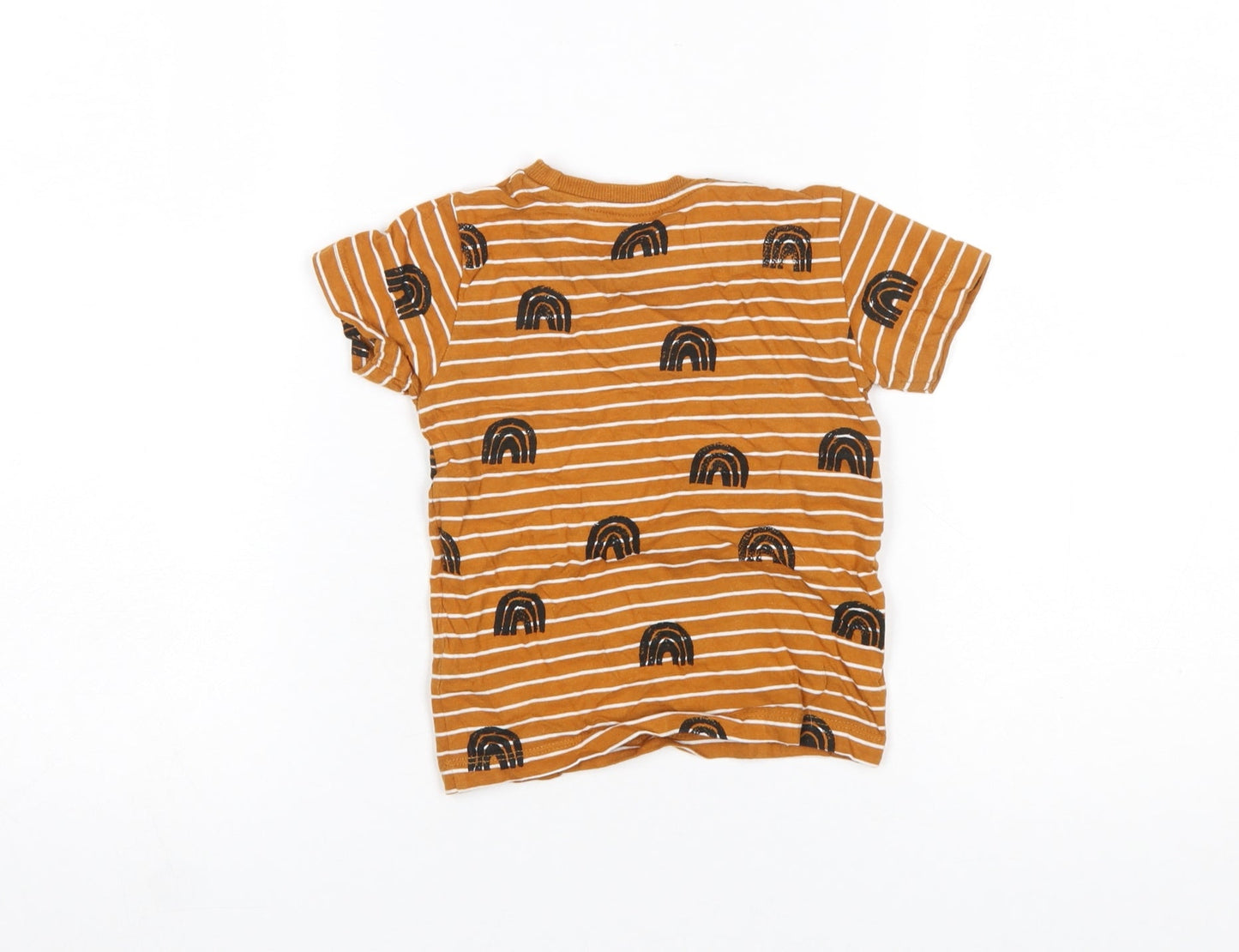 Next Unisex Baby 1½-2 Years Orange Striped Rainbow Cotton T-Shirt