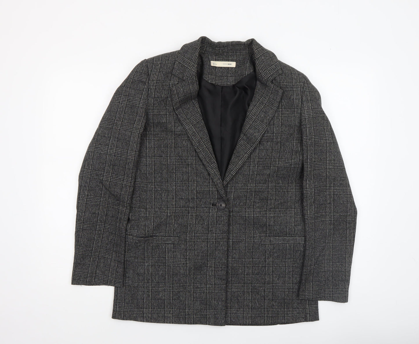 Sfera Women Grey Check Single-Breasted Blazer Jacket Size S