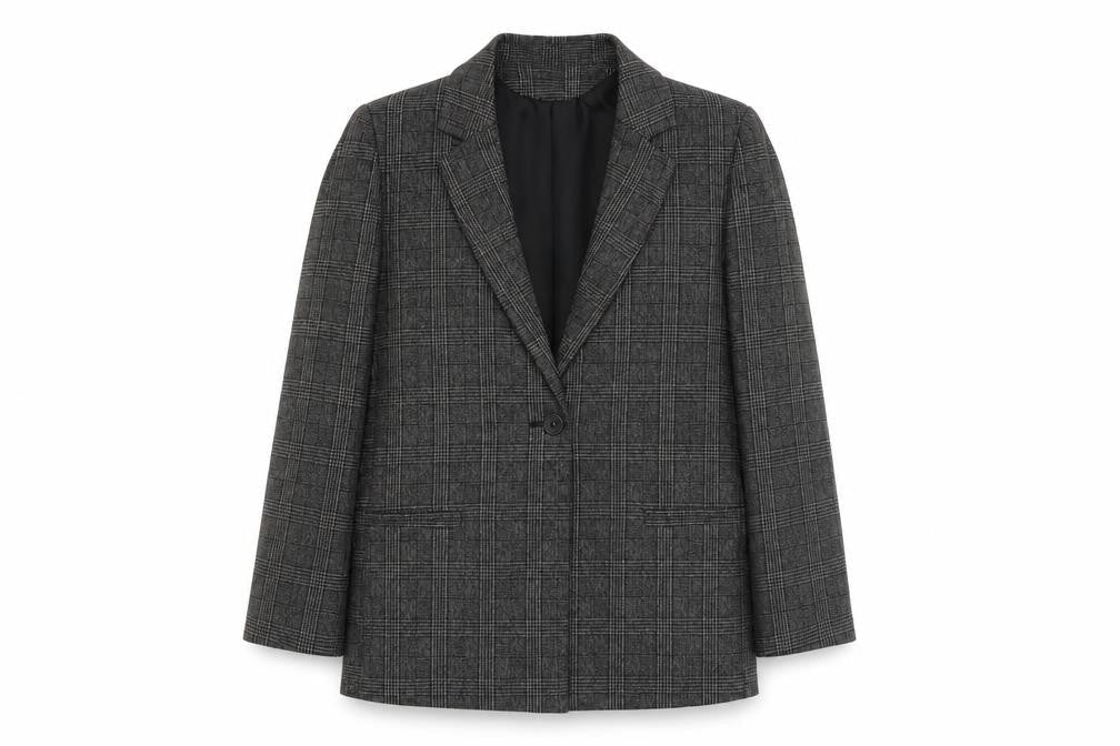 Sfera Women Grey Check Single-Breasted Blazer Jacket Size S