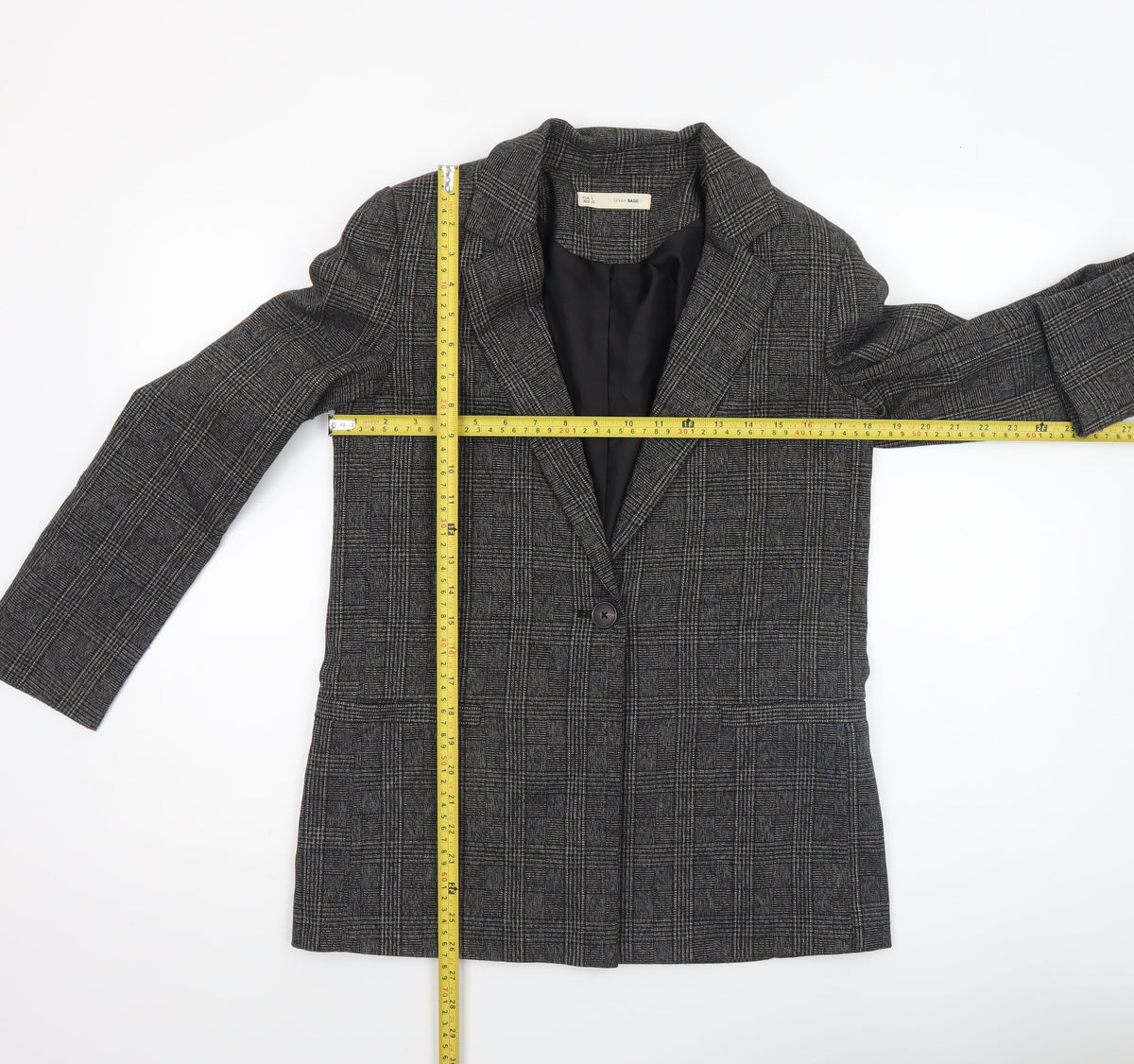 Sfera Women Grey Check Single-Breasted Blazer Jacket Size S