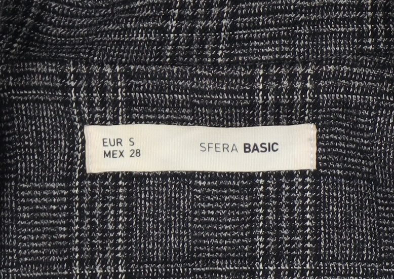 Sfera Women Grey Check Single-Breasted Blazer Jacket Size S