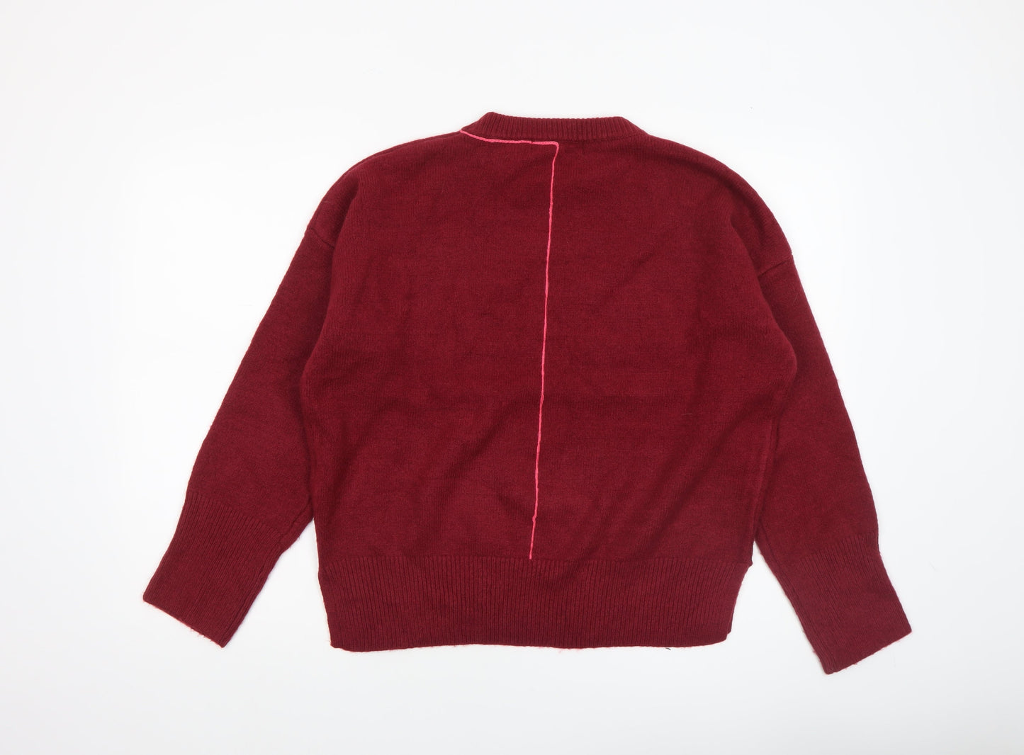 Diesel Womens Red XS Crew Neck Wool Blend Long Sleeve Jumper