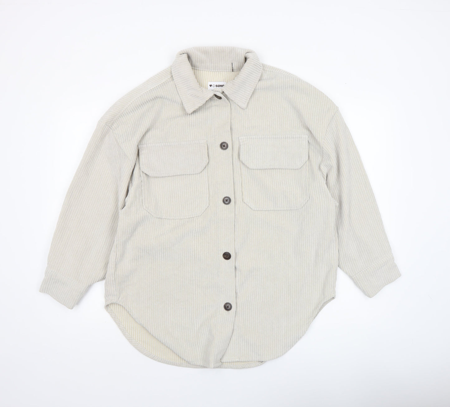 CISONO Womens Beige Corduroy Shirt Jacket Size S Casual Outerwear