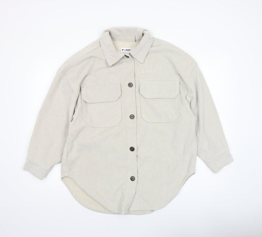 CISONO Womens Beige Corduroy Shirt Jacket Size S Casual Outerwear