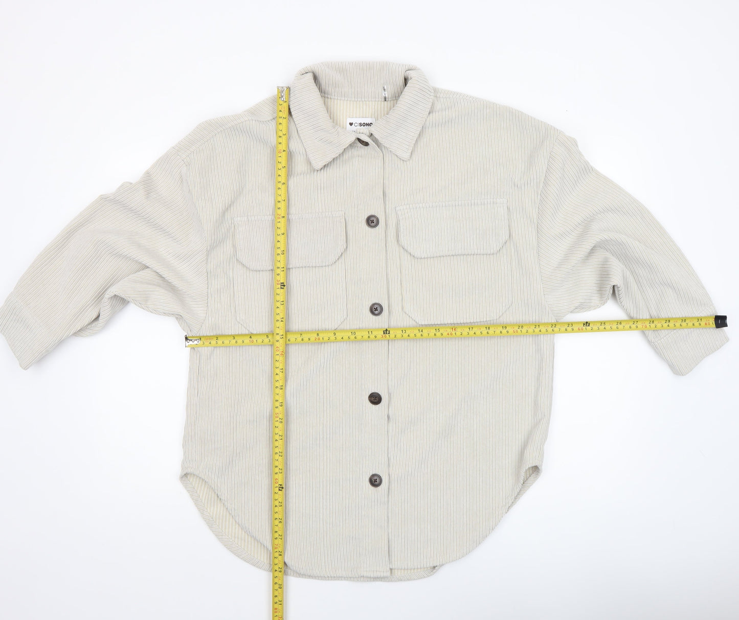 CISONO Womens Beige Corduroy Shirt Jacket Size S Casual Outerwear