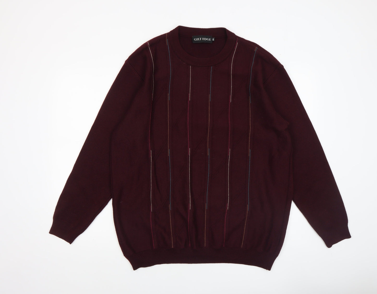Gilt Edge Men's Red 2XL Pullover Crew Neck Jumper