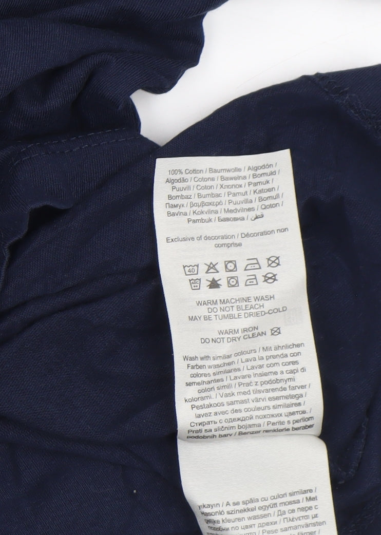 Jack & Jones Mens Blue Graphic Logo Crew Neck Cotton T-Shirt Size M