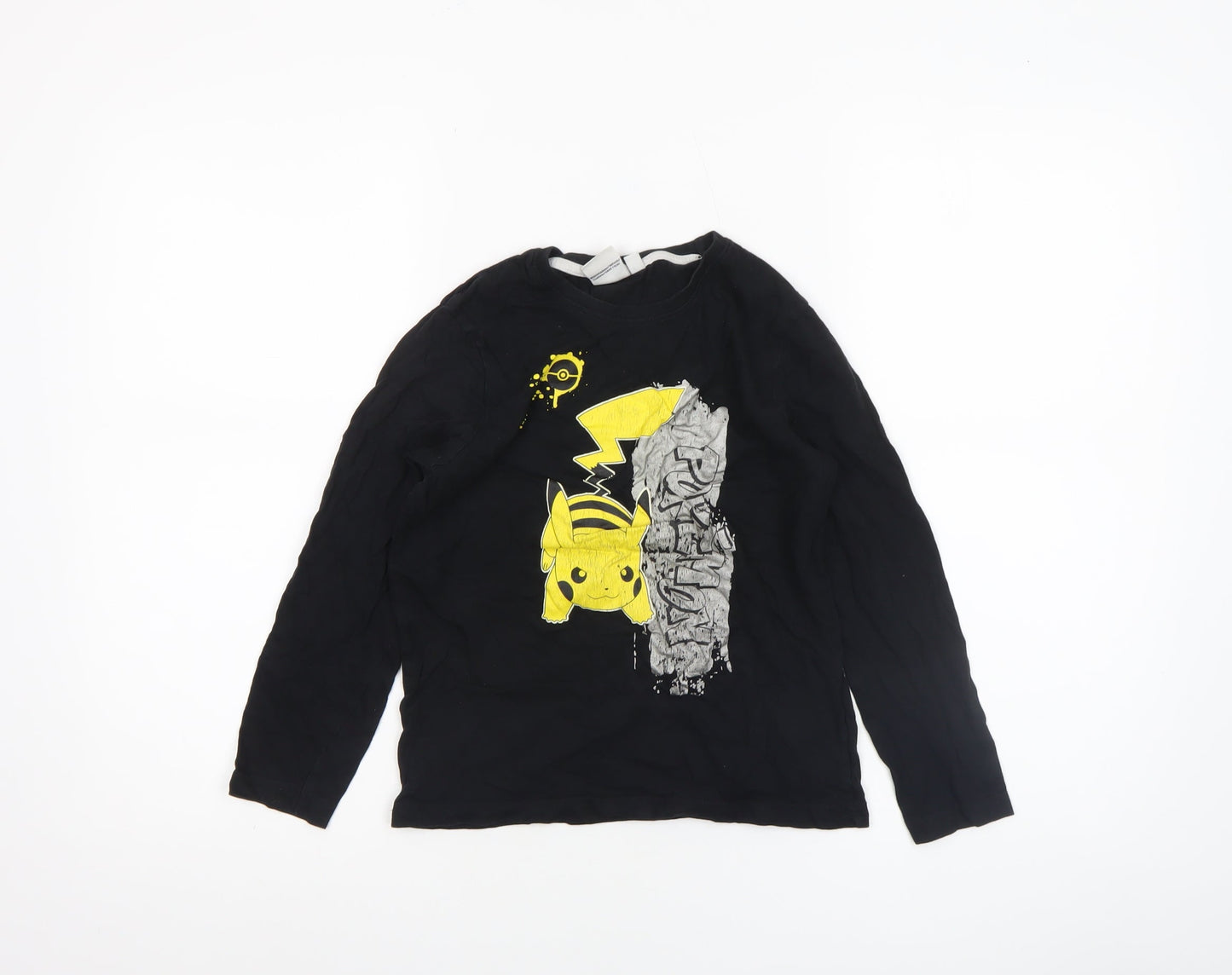 Pokémon Boys Black Pikachu Long Sleeve Cotton T-Shirt 8-9 Years