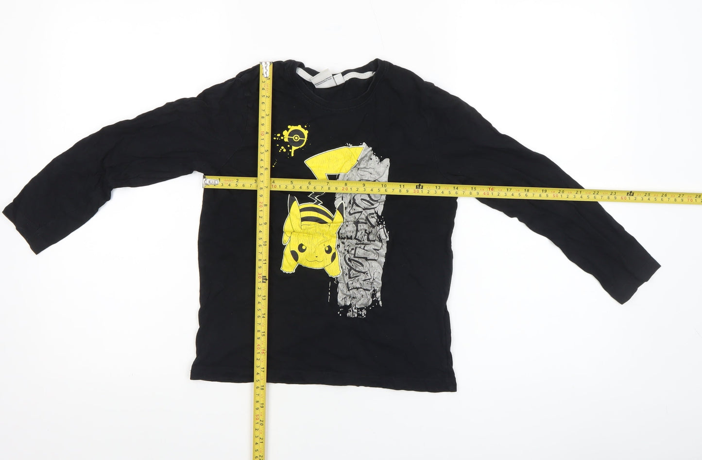 Pokémon Boys Black Pikachu Long Sleeve Cotton T-Shirt 8-9 Years