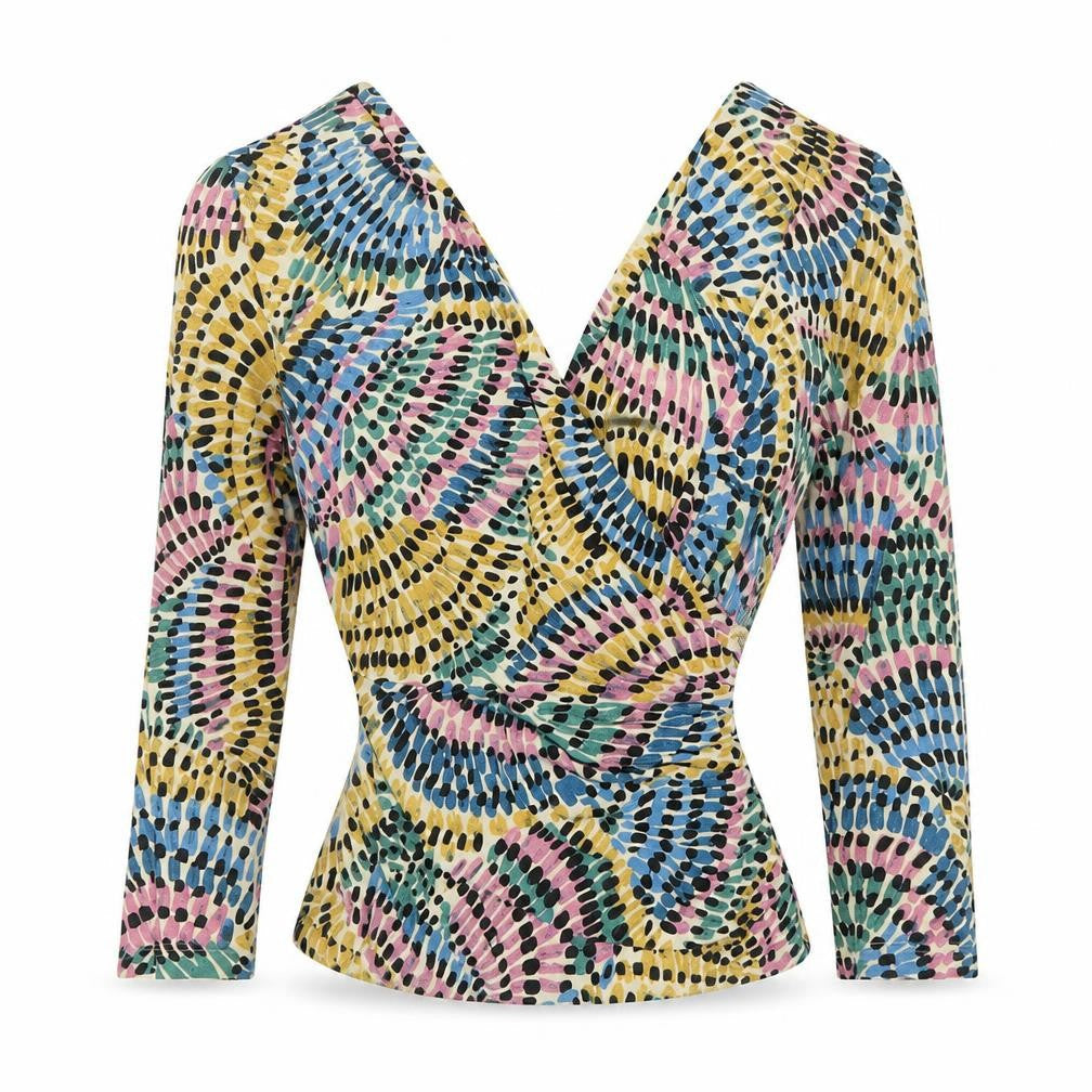 Betty Jackson Black Women's Multicoloured Wrap Blouse Size 10