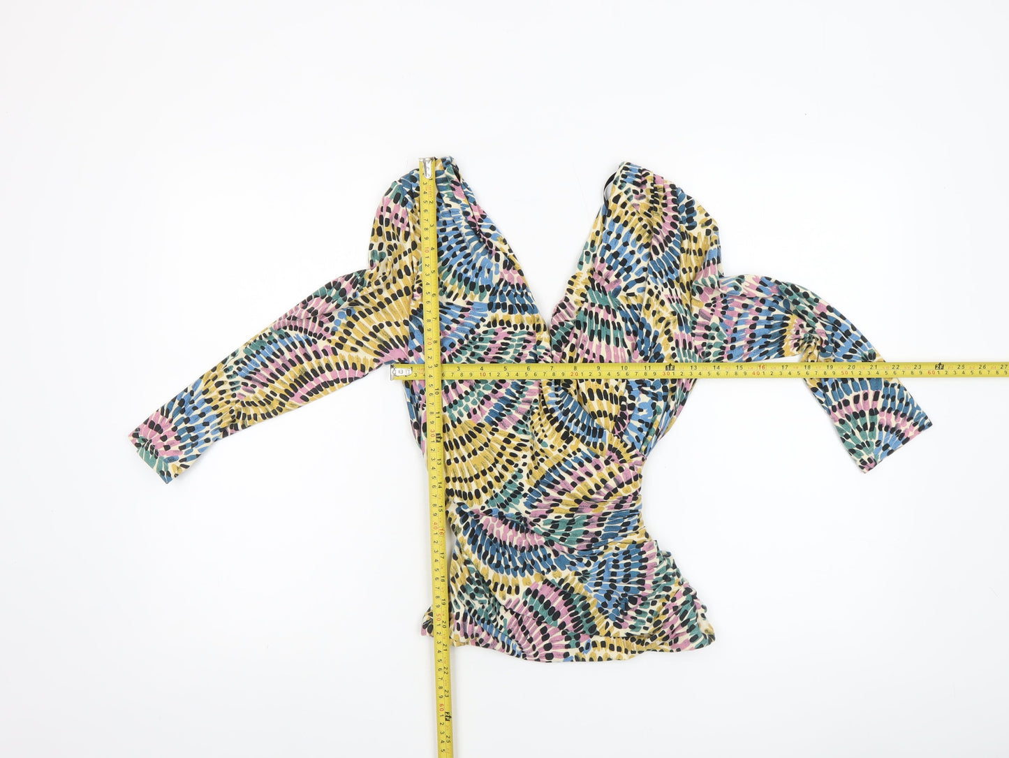 Betty Jackson Black Women's Multicoloured Wrap Blouse Size 10