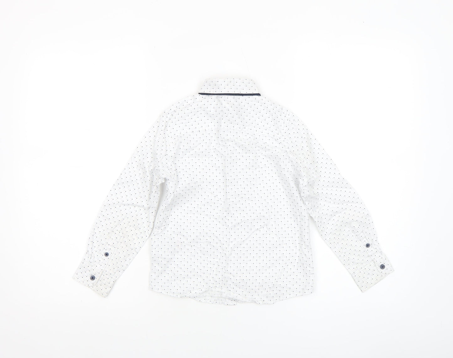 Next Boys White Polka Dot Button-Up Long Sleeve Cotton Shirt 6 Years