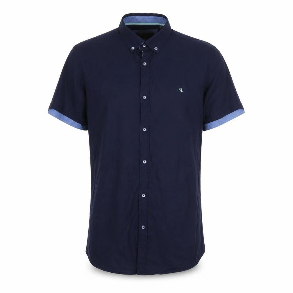Mineral Men's Blue Short Sleeve Button-Down Casual Shirt L